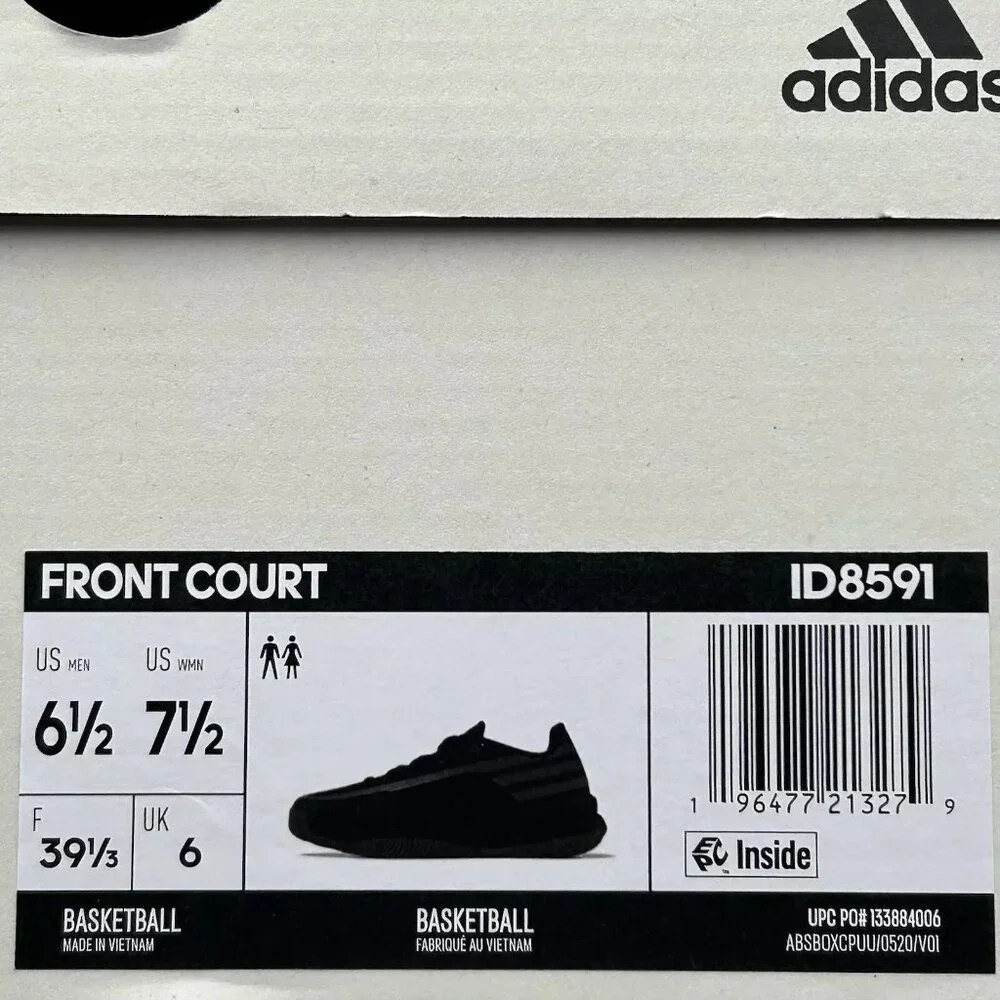 Adidas Front Court Low‎ Top Basketball Sneakers Size Men's 6.5/Women's 7.5 Black